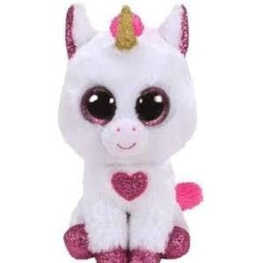 NWT TY Cherie Valentine Unicorn Beanie Boo Unicorn White Plush Stuffed Animal
